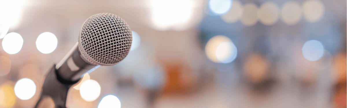photo of microphone and blurred background